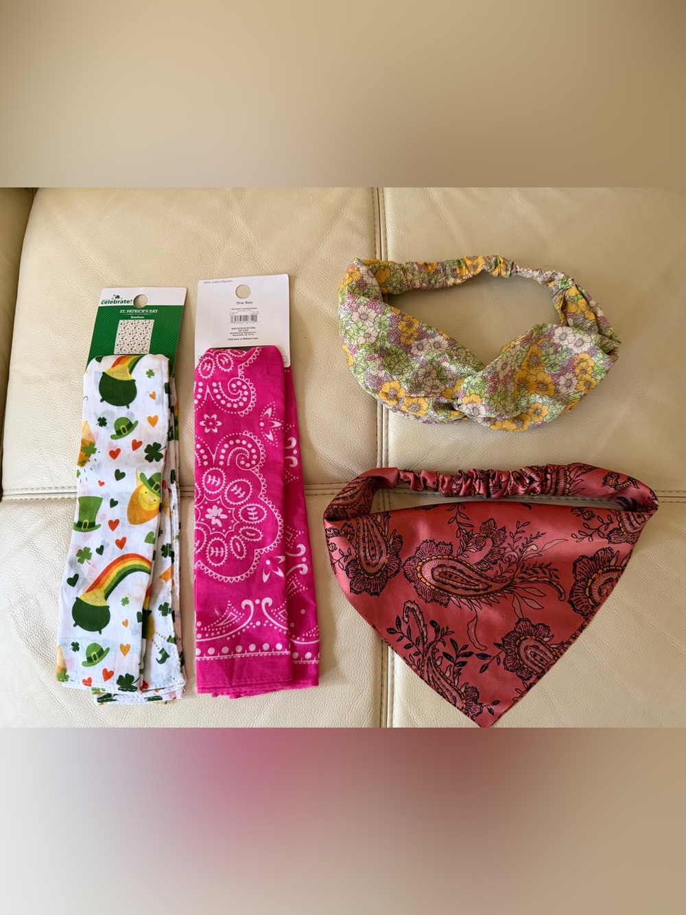 Floral Twisted Headband - Green, Yellow, Pink, Burgundy